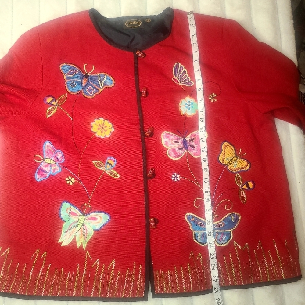 Red Embroidered Butterfly Jacket - Picture 13 of 13